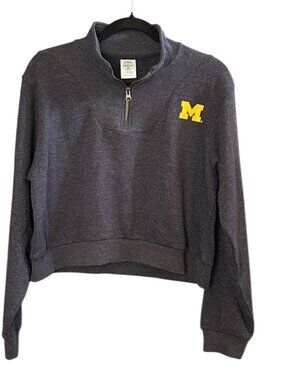 NWT University Of Michigan Half-Zip Women's Medium (8-10) Cropped Pullover Sweat